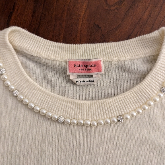 Kate Spade New York Women's Ivory Pearl Pave Sweater Sz M - Picture 5 of 7